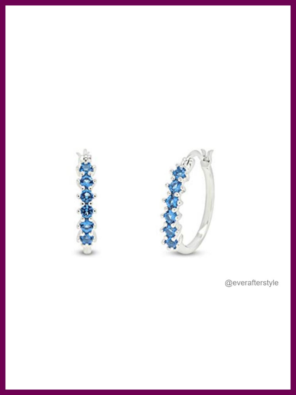 London Blue Topaz Hoop Earrings 14K Gold Over Sterling Silver Lever Back